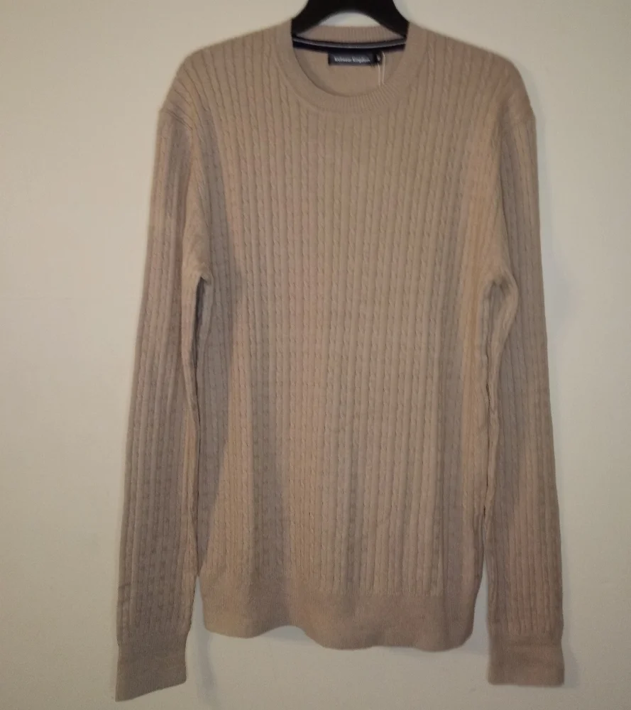 knitwear kingdom Khaki crewneck cable-knit long sleeve Sweater